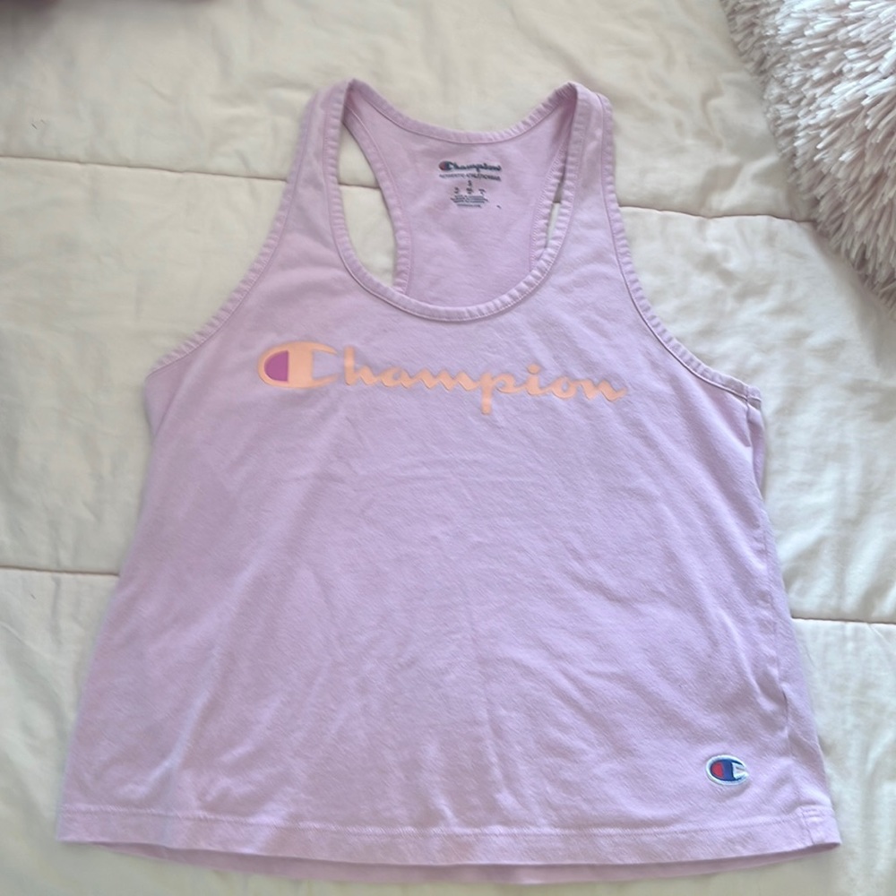 Champion Athletic Tank Size Small Light Pink w/ Orange Champion logo